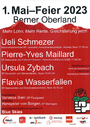 Einladungsflyer für die 1.Mai-Feier 2023